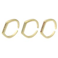Cubique anneau en laiton Circonia Micro Pave, Placage de couleur d'or, Réglable & bijoux de mode & pavé de micro zircon & pour femme, plus de couleurs à choisir, 2mm, Taille:6.5, 10PC/lot, Vendu par lot