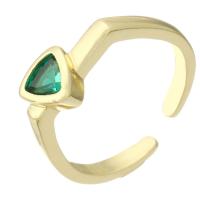 Cubique anneau en laiton Circonia Micro Pave, Placage de couleur d'or, Réglable & bijoux de mode & pavé de micro zircon & pour femme, vert, 6mm, Taille:7, 10PC/lot, Vendu par lot