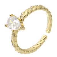 Krychlový Circonia Micro vydláždit mosazný prsten, Mosaz, barva pozlacený, Nastavitelný & módní šperky & micro vydláždit kubické zirkony & pro ženy, zlatý, 8mm, Velikost:7, 10PC/Lot, Prodáno By Lot