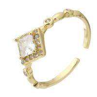 Krychlový Circonia Micro vydláždit mosazný prsten, Mosaz, barva pozlacený, Nastavitelný & módní šperky & micro vydláždit kubické zirkony & pro ženy, zlatý, 8.50mm, Velikost:7, 10PC/Lot, Prodáno By Lot