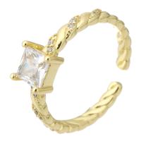 Cubique anneau en laiton Circonia Micro Pave, Placage de couleur d'or, Réglable & bijoux de mode & pavé de micro zircon & pour femme, doré, 6mm, Taille:7, 10PC/lot, Vendu par lot