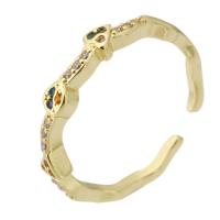 Krychlový Circonia Micro vydláždit mosazný prsten, Mosaz, barva pozlacený, Nastavitelný & módní šperky & micro vydláždit kubické zirkony & pro ženy, multi-barevný, 4mm, Velikost:7, 10PC/Lot, Prodáno By Lot