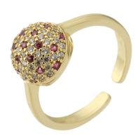 Krychlový Circonia Micro vydláždit mosazný prsten, Mosaz, barva pozlacený, Nastavitelný & módní šperky & micro vydláždit kubické zirkony & pro ženy, multi-barevný, 10mm, Velikost:7, 10PC/Lot, Prodáno By Lot