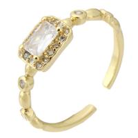 Латунь Манжеты палец кольцо, плакирован золотом, Регулируемый & ювелирные изделия моды & инкрустированное микро кубического циркония & Женский, Золотой, 6mm, размер:7, 10ПК/Лот, продается Лот