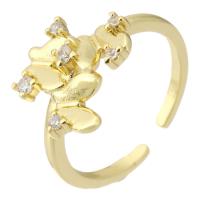 Kubieke Circonia Micro Pave Brass Ring, Messing, gold plated, Verstelbare & mode sieraden & micro pave zirconia & voor vrouw, gouden, 13mm, Maat:7, 10pC's/Lot, Verkocht door Lot