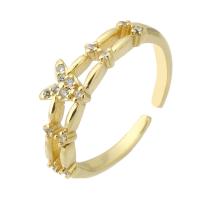Kubieke Circonia Micro Pave Brass Ring, Messing, gold plated, Verstelbare & mode sieraden & micro pave zirconia & voor vrouw, gouden, 5.50mm, Maat:7, 10pC's/Lot, Verkocht door Lot