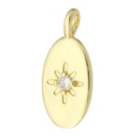 Cubic Zirconia Micro Pave 925 Sterling Silver Pendant, Brass, gold color plated, fashion jewelry & micro pave cubic zirconia & for woman, golden, 10x21x3mm, Hole:Approx 2mm, 10PCs/Lot, Sold By Lot