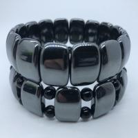 Hématite bracelet, avec agate noire, cadre, antifatigue & pour homme, plus de couleurs à choisir, 11x7x5mm, Longueur:Environ 23 cm, Vendu par PC