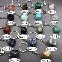 Natural Stone Key Clasp, irregular, Unisex, more colors for choice, 20-40mm, Sold By PC