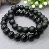 Black Stone Bracelet Round anti-fatigue & for man & smooth & frosted black Length Approx 18 cm Sold By PC