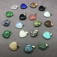 Gemstone Pendants Jewelry, Natural Stone, Heart, polished, Unisex, more colors for choice, 20mm, Sold By PC