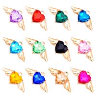 Tibetan Style Heart Pendants, with Crystal, Winged Heart, gold color plated, DIY, more colors for choice, nickel, lead & cadmium free, 25x14mm, 100PCs/Bag, Sold By Bag