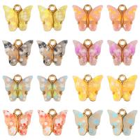 Zinc Alloy Animal Pendants with Acrylic Butterfly gold color plated DIY nickel lead & cadmium free Sold By Bag