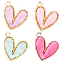Tibetan Style Heart Pendants, with Acrylic, gold color plated, DIY, more colors for choice, nickel, lead & cadmium free, 18x15mm, 100PCs/Bag, Sold By Bag