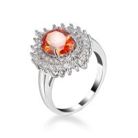 Sześciennych cyrkon Brass Ring Finger, Mosiądz, kształt pierścienia, Platerowane w kolorze platyny, biżuteria moda & dla obu płci & różnej wielkości do wyboru & z sześcienną cyrkonią, ciemnoczerwony, sprzedane przez PC