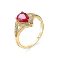 Cubic Zircon Brass δάχτυλο του δακτυλίου, Ορείχαλκος, σχήμα δακτυλίου, χρώμα επίχρυσο, κοσμήματα μόδας & για άνδρες και γυναίκες & διαφορετικό μέγεθος για την επιλογή & με ζιργκόν, Sold Με PC