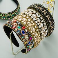 Hair Bands Cloth with Glass Rhinestone & Zinc Alloy for woman & with rhinestone 40mm Sold By PC