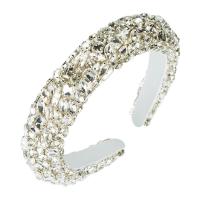 Hair Bands Cloth with Glass Rhinestone for woman white 30mm Sold By PC