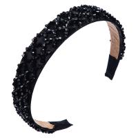 Hair Bands, Cloth, with Crystal, for woman, black, 25mm, Sold By PC