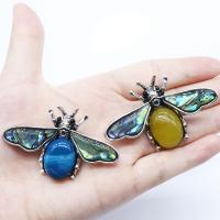 Zinc Alloy Brooch with Gemstone & Abalone Shell Bee polished fashion jewelry nickel lead & cadmium free Sold By PC