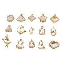 Brass Jewelry Pendants, with White Shell, gold color plated, DIY & different styles for choice, more colors for choice, nickel, lead & cadmium free, 10PCs/Lot, Sold By Lot