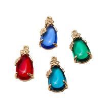 Crystal Pendants, Brass, with Crystal, Teardrop, gold color plated, DIY, more colors for choice, nickel, lead & cadmium free, 8x17mm, 10PCs/Lot, Sold By Lot