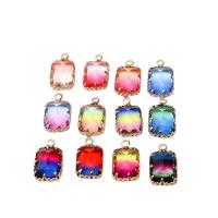 Crystal Pendants Brass with Crystal Rectangle gold color plated gradient color & DIY nickel lead & cadmium free Sold By Lot