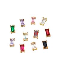 Cubic Zirconia Brass Pendants with Cubic Zirconia Rectangle gold color plated DIY nickel lead & cadmium free Sold By Lot