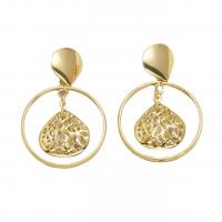 Tibetan Style Drop Earrings, fashion jewelry & for woman, golden, nickel, lead & cadmium free, 60x40mm, Sold By Pair