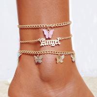 Zinc Alloy Anklet with Acrylic with 1.97inch extender chain three pieces & fashion jewelry & Unisex nickel lead & cadmium free Length Approx 7.87 Inch Sold By Set