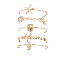 Zinc Alloy Bracelet Set with Shell & Plastic Pearl 5 pieces & fashion jewelry & Unisex golden nickel lead & cadmium free Sold By Set