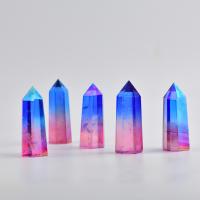 Cristal naturel Point de Décoration, Placage coloré, couleurs mélangées, 5-6cm, Vendu par PC