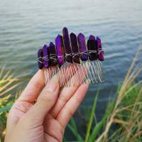 Decorative Hair Combs, Quartz, with Tibetan Style, for woman, more colors for choice, 13-13.5cm, Sold By PC