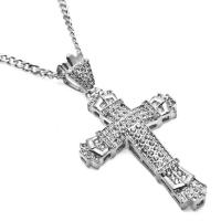 Tibetan Style Sweater Chain Necklace, Tibetan Style lobster clasp, Cross, plated, Unisex & with rhinestone, more colors for choice, Length:Approx 60 cm, Sold By PC