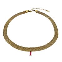 Titanstahl Halskette, Titan Stahl Karabinerverschluss, plattiert, Micro pave Zirkonia & für Frau, keine, Länge 45 cm, verkauft von PC