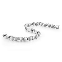 Titanium Steel Bracelet with Magnet titanium steel snap clasp plated for woman & with rhinestone silver color Length 21 cm Sold By PC