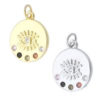 Cubic Zirconia Micro Pave Brass Pendant, Round, plated, fashion jewelry & DIY & micro pave cubic zirconia, more colors for choice, 15x18x2mm, Hole:Approx 3mm, 10PCs/Lot, Sold By Lot