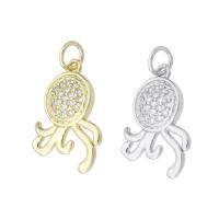 Cubic Zirconia Micro Pave Brass Pendant, Octopus, plated, fashion jewelry & DIY & micro pave cubic zirconia, more colors for choice, 13x19x3mm, Hole:Approx 3mm, 10PCs/Lot, Sold By Lot
