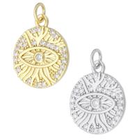 Cubic Zirconia Micro Pave Brass Pendant, Round, plated, fashion jewelry & DIY & micro pave cubic zirconia, more colors for choice, 15x18x2mm, Hole:Approx 2mm, 10PCs/Lot, Sold By Lot