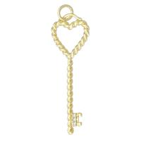 Cubic Zirconia Micro Pave Brass Pendant Key gold color plated fashion jewelry & DIY & micro pave cubic zirconia golden Approx 3mm Sold By Lot