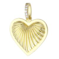 Cubic Zirconia Micro Pave Brass Pendant, Heart, gold color plated, fashion jewelry & DIY & micro pave cubic zirconia, golden, 24x23x4mm, Hole:Approx 4mm, 10PCs/Lot, Sold By Lot