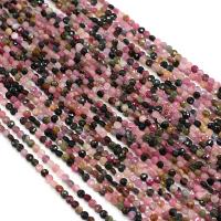 Turmalin Perle, flache Runde, DIY & facettierte, gemischte Farben, 4mm, verkauft per ca. 14.17 ZollInch Strang