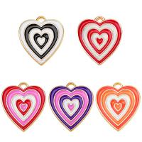 Tibetan Style Enamel Pendants, Heart, gold color plated, fashion jewelry, more colors for choice, nickel, lead & cadmium free, 16x18mm, Approx 100PCs/Bag, Sold By Bag
