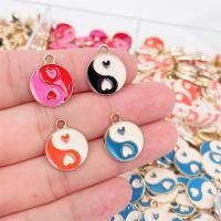 Tibetan Style Enamel Pendants, Round, gold color plated, fashion jewelry & ying yang, more colors for choice, nickel, lead & cadmium free, 15x18mm, Approx 100PCs/Bag, Sold By Bag