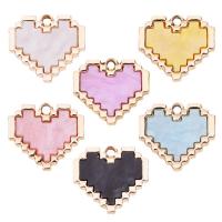 Acrylic Pendants, Tibetan Style, with Acrylic, Heart, gold color plated, fashion jewelry, more colors for choice, nickel, lead & cadmium free, 17x15mm, Approx 100PCs/Bag, Sold By Bag