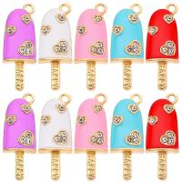 Zinc Alloy Enamel Pendants Ice Cream gold color plated fashion jewelry & with rhinestone nickel lead & cadmium free Approx Sold By Bag