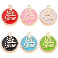 Tibetan Style Enamel Pendants, Round, gold color plated, fashion jewelry, more colors for choice, nickel, lead & cadmium free, 12x15mm, Approx 100PCs/Bag, Sold By Bag
