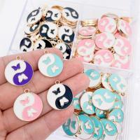 Tibetan Style Enamel Pendants, Round, gold color plated, fashion jewelry, more colors for choice, nickel, lead & cadmium free, 20x23mm, Approx 100PCs/Bag, Sold By Bag