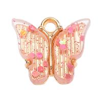 Acrylic Pendants, Tibetan Style, with Acrylic, Butterfly, gold color plated, fashion jewelry, more colors for choice, nickel, lead & cadmium free, 14x14mm, Approx 90PCs/Bag, Sold By Bag