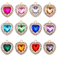 Zinc Alloy Rhinestone Pendants with Glass Rhinestone Heart gold color plated fashion jewelry nickel lead & cadmium free Approx Sold By Bag
